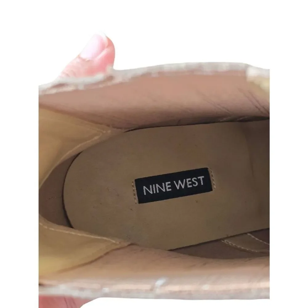 Nine West Booties Size 12 Tan Pointed Toe  Leather Upper‎ Block Heel